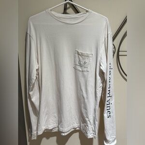 Vineyard Vines White Long Sleeve Classic Tee, Size S, 100% Cotton